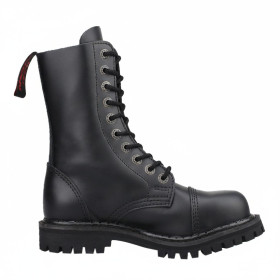 Angry Itch 10-Loch Leder Stiefel Schwarz