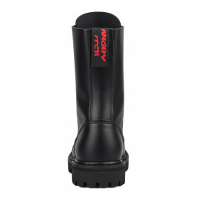Angry Itch 10-Loch Leder Stiefel Schwarz
