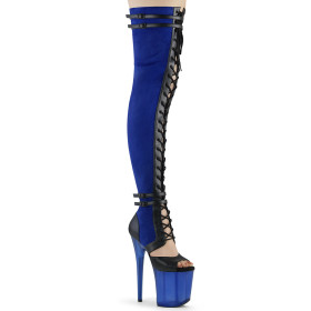 FLAMINGO-3027 - Blue Faux Suede-Blk Faux Leather/Frosted...