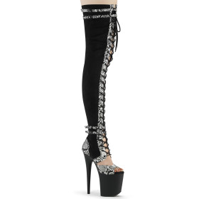 FLAMINGO-3027SP - Blk Faux Suede-Snake Print Faux Le./Blk...