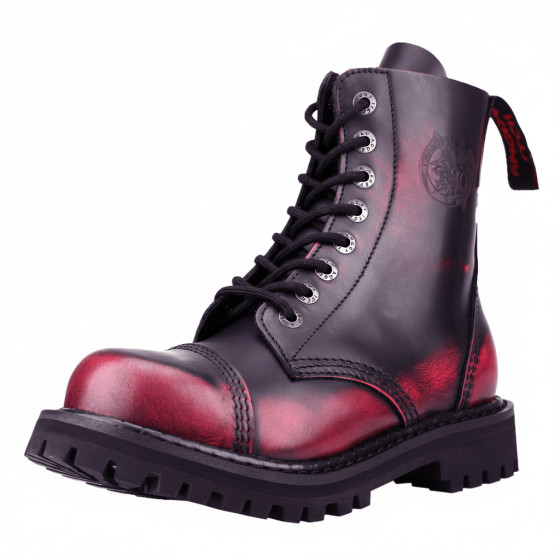 Angry Itch 08-Loch Leder Stiefel Pink Rub-Off
