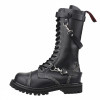 Angry Itch 14-Loch 3-Straps Leder Stiefel Schwarz