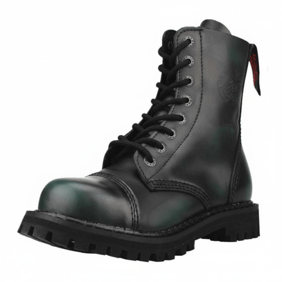 Angry Itch 08-Loch Leder Stiefel Dark Green Rub-Off