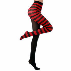 Pantyhose Semi Stripes – Schwarz & Rot